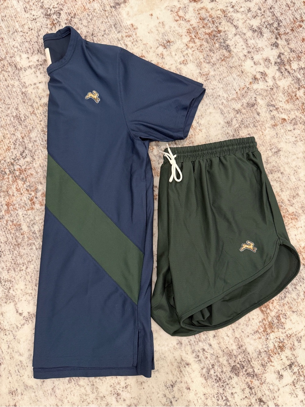 Tracksmith, Navy and Green, Van Cortlandt Running Shirt and Shorts Set | Men’s S - Picture 2 of 14
